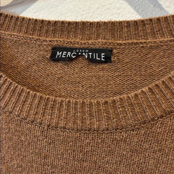 J. Crew Mercantile Tan Brown Knit Sweater Medium Layered Bell Sleeves Wool Blend - Picture 2 of 8